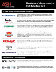 Manufacturer's Representative/Distributor Line Card